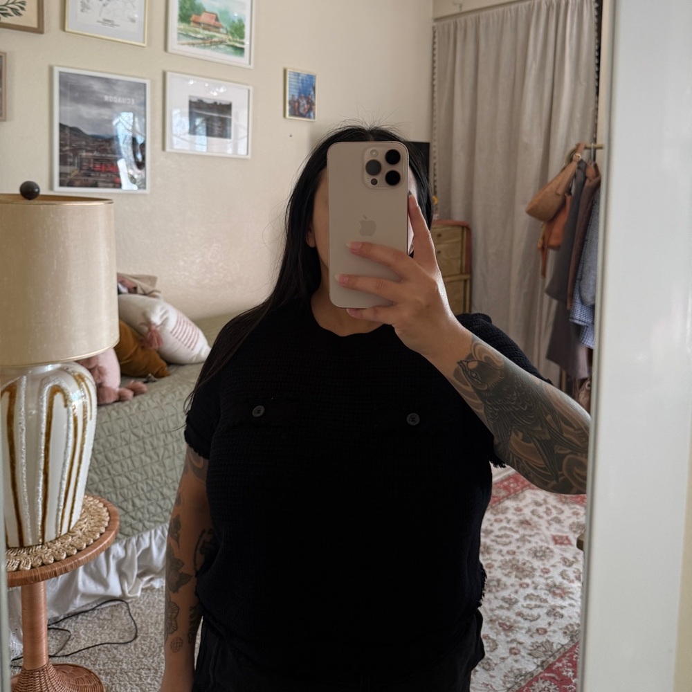 Adrianna Papell Black Knit Top